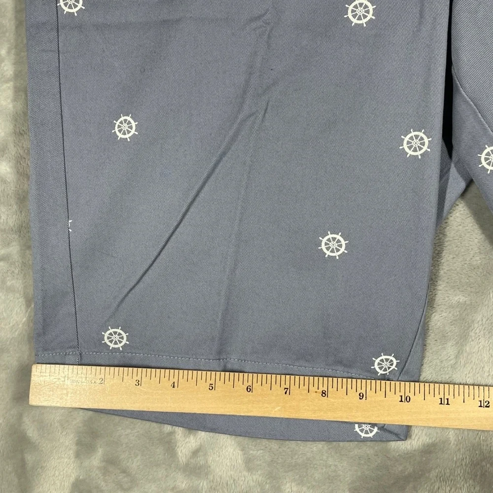 J Crew Rivington Mens Shorts 35W Blue Nautical Ship Wheel Print Casual Chino